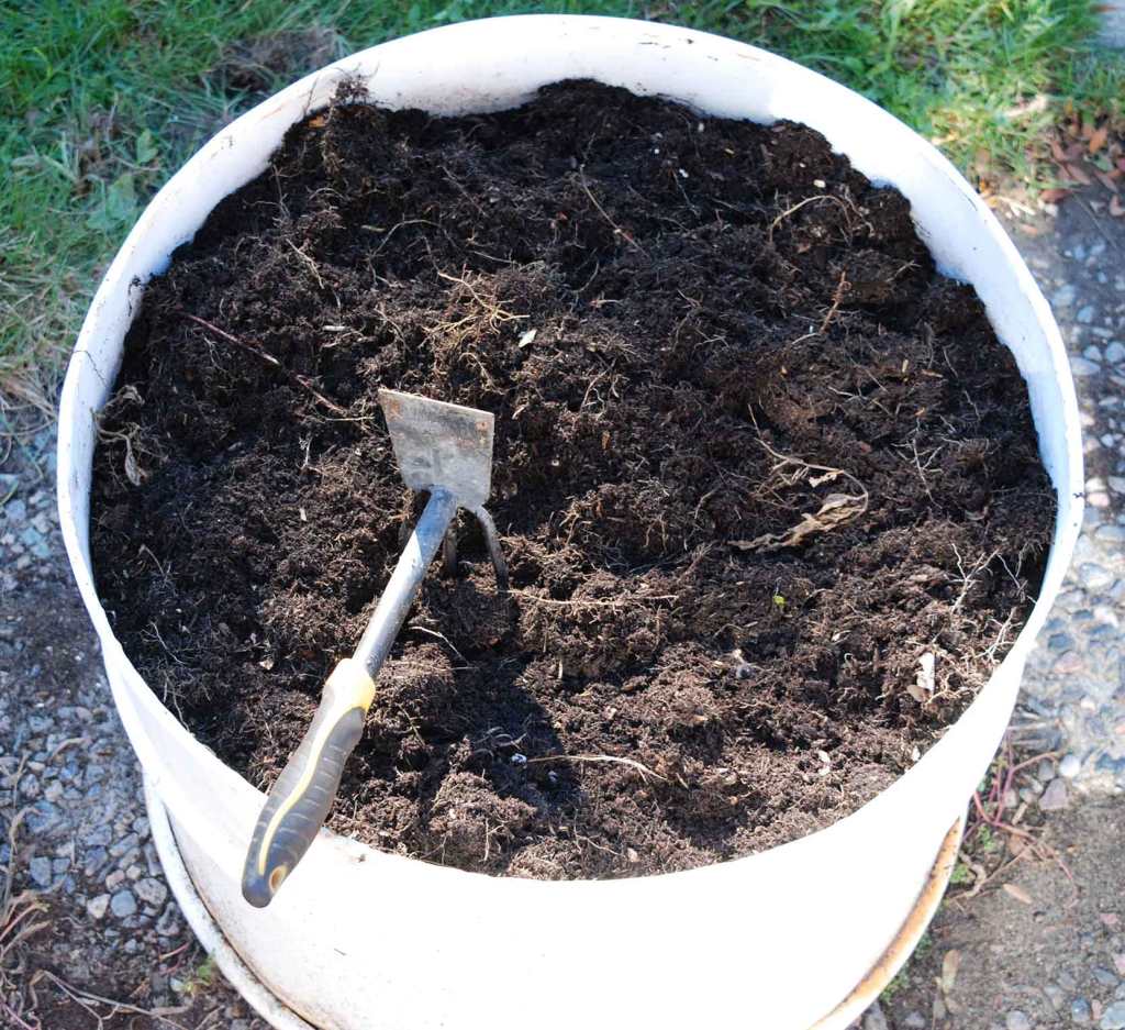 A garden plant container that has been cleaned of summer plants and is ready for new plants in the spring. 